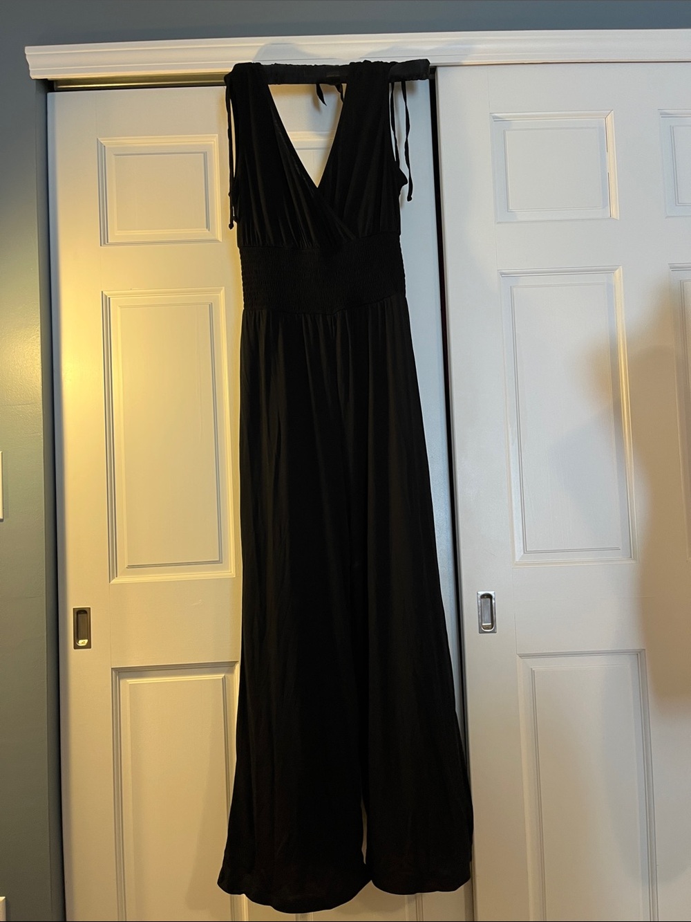 Elegant Black Wide-Leg Jumpsuit with Smocked Waist